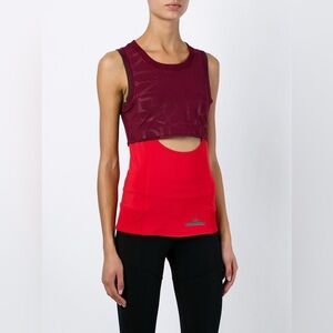 Adidas by Stella McCartney Cut Out Mesh Tank Burgundy Red Large - Running Gym